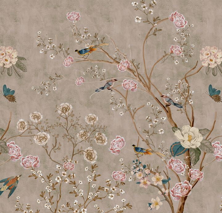 Papel Mural chinoiserie Beige - Calandra Murales